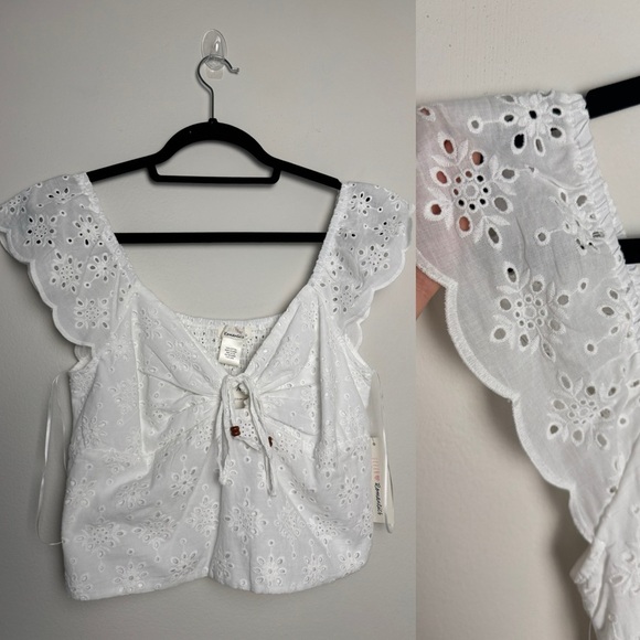 White Top Cotton Summer Beach Tropical Party NWT - Picture 3 of 8